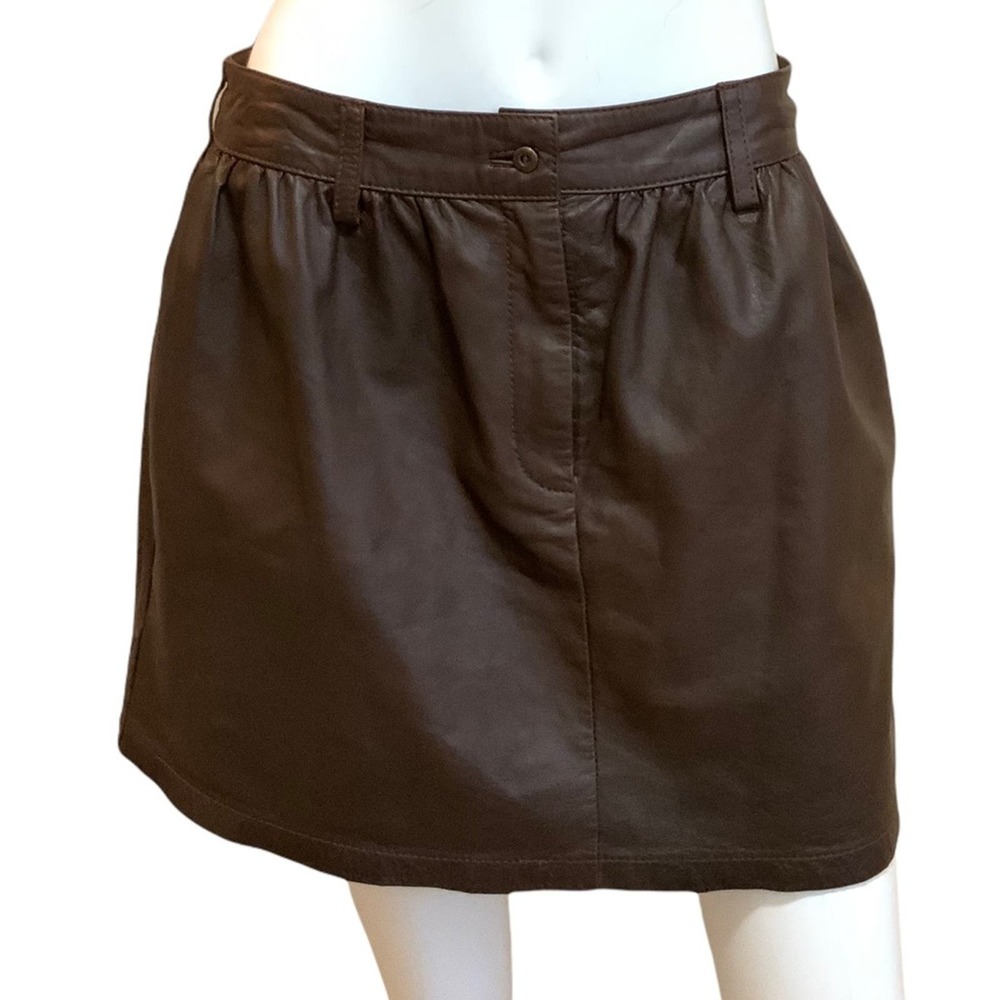 Society For Rational Dress Brown Sheep Leather Gathered Waist Skirt size M